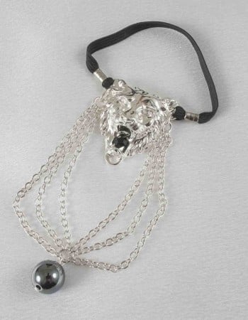 Hear Me Roar - Silver Lion Head Penis Chain Bracelet with Hematite Gem