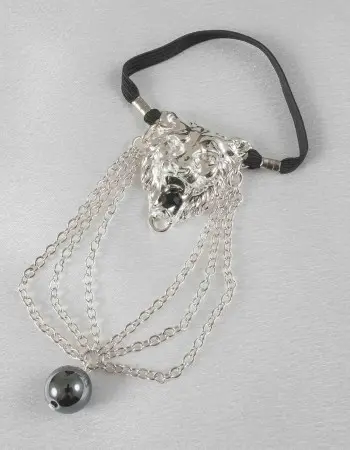 Hear Me Roar - Silver Lion Head Penis Chain Bracelet with Hematite Gem