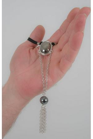 Your Love is King - Silver Penis Chain with Hematite Gem Tassel