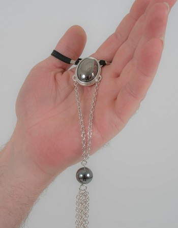 Your Love is King - Silver Penis Chain with Hematite Gem Tassel