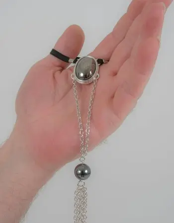 Your Love is King - Silver Penis Chain with Hematite Gem Tassel