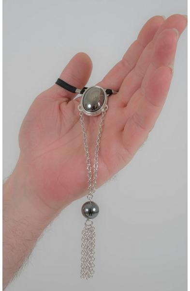 Your Love is King - Silver Penis Chain with Hematite Gem Tassel