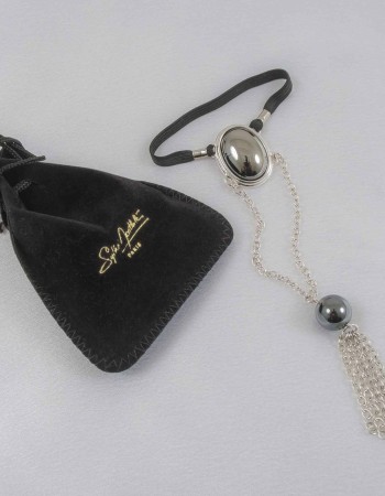 Your Love is King - Silver Penis Chain with Hematite Gem Tassel