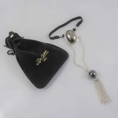 Your Love is King - Silver Penis Chain with Hematite Gem Tassel