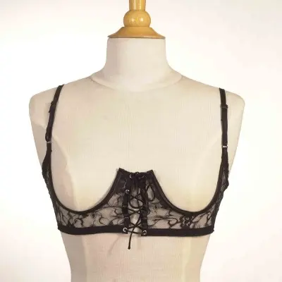 Bad Girl - Open Cup Lace-Up Bra