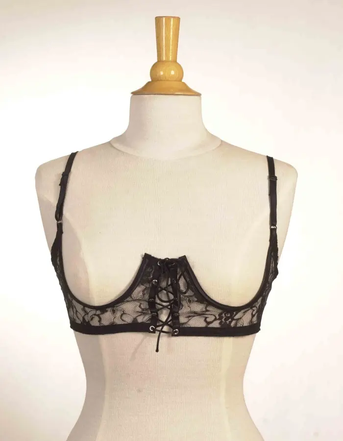 Bad Girl - Open Cup Lace-Up Bra
