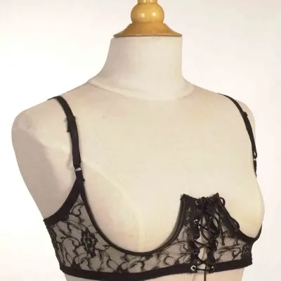 Bad Girl - Open Cup Lace-Up Bra