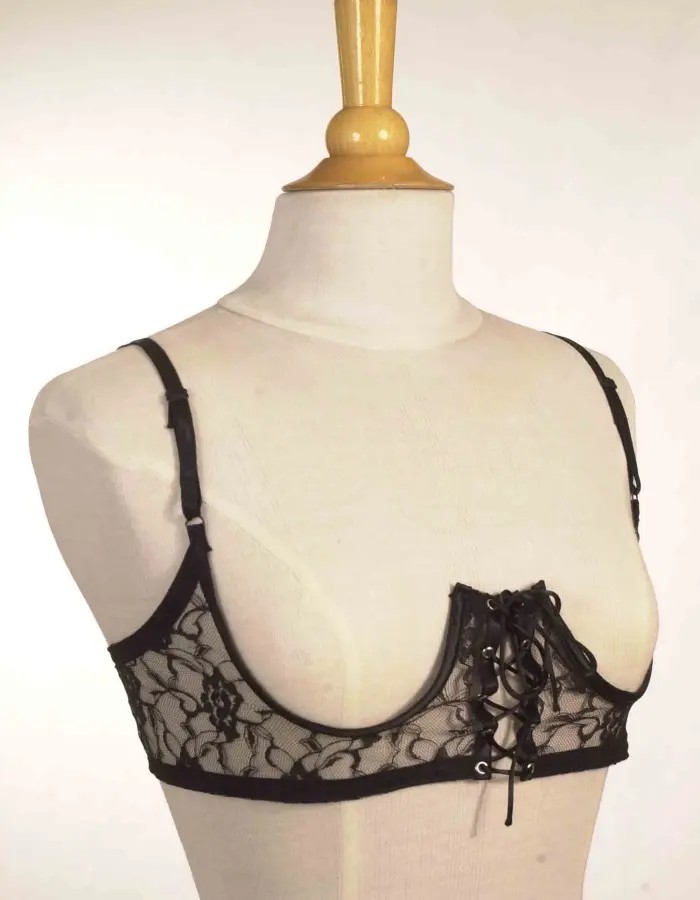 Bad Girl - Open Cup Lace-Up Bra