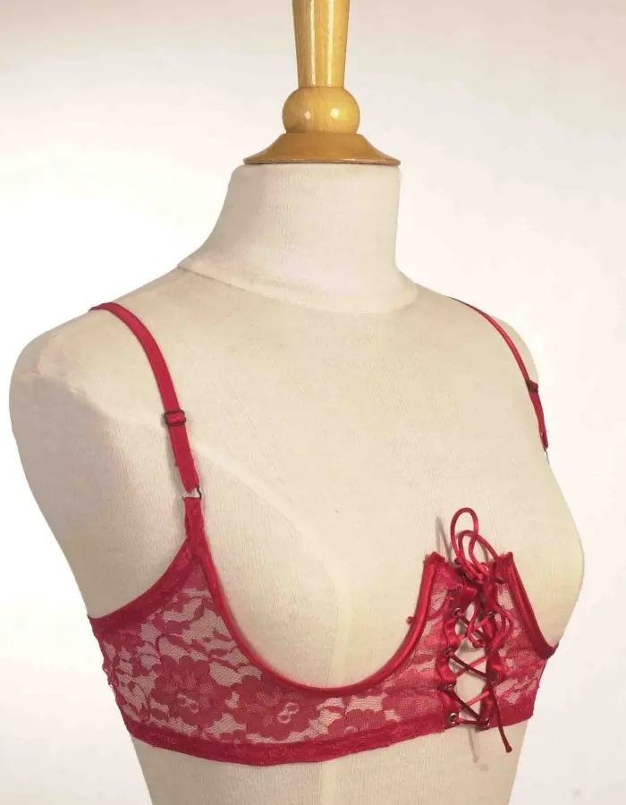 Bad Girl - Open Cup Lace-Up Bra