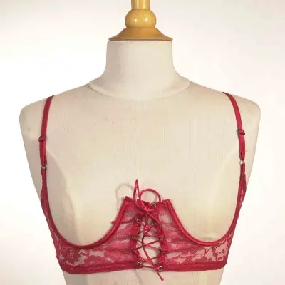 Bad Girl - Open Cup Lace-Up Bra