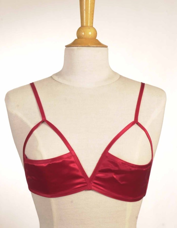 Schlechter Einfluss - Satin-BH mit offenen Cups und Trägern
