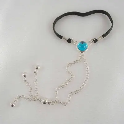 Bad Things - Silver Penis Chain with Blue Crystal Gem and Tassel
