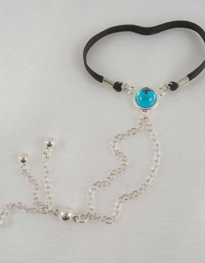 Bad Things - Silver Penis Chain with Blue Crystal Gem and Tassel