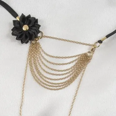 Bilitis - Women's Strings of Love G-String with Flower in Gold