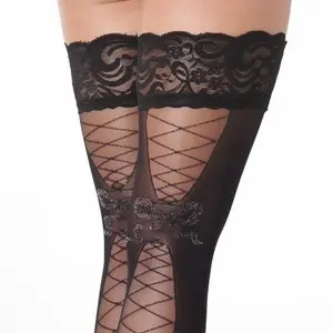 Black Lace Thigh High Stockings