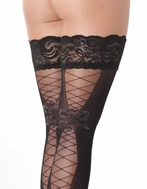 Black Lace Thigh High Stockings