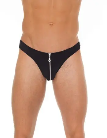 Black Thong With Zipper