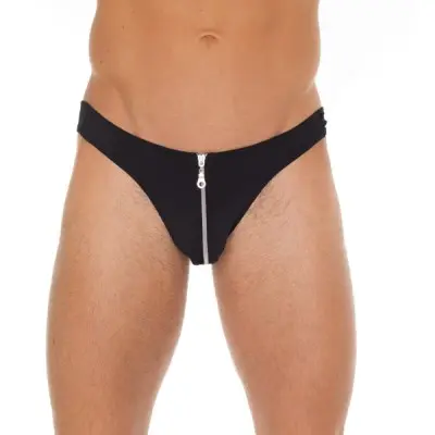 Black Thong With Zipper