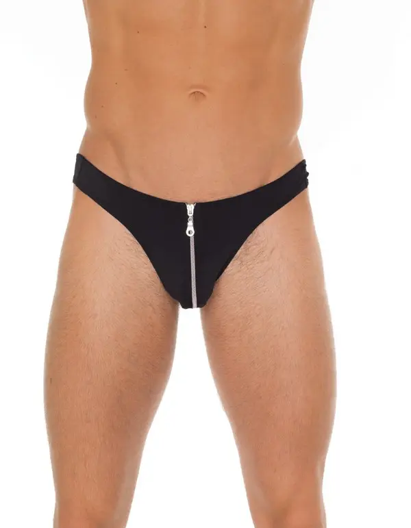 Black Thong With Zipper