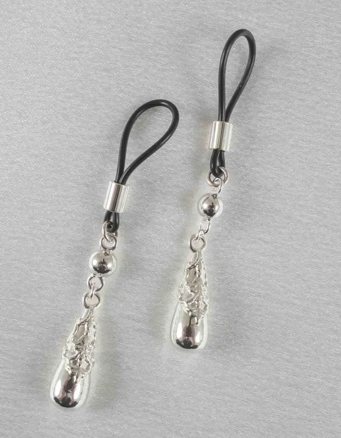 Blood Sugar Sex Magik - Women's Non-Piercing Ornate Teardrop Nipple Rings in Silver