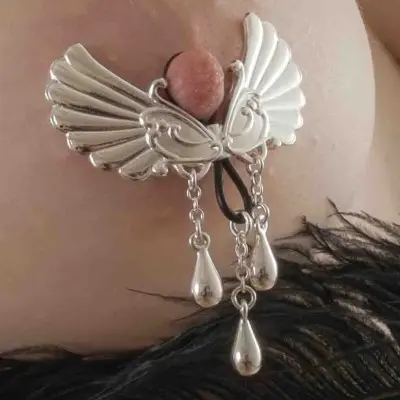 Borderline - Women's Non-Piercing Silver Wings of Desire Nipple Jewelry