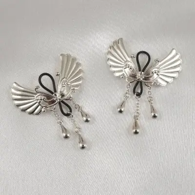 Borderline - Women's Non-Piercing Silver Wings of Desire Nipple Jewelry