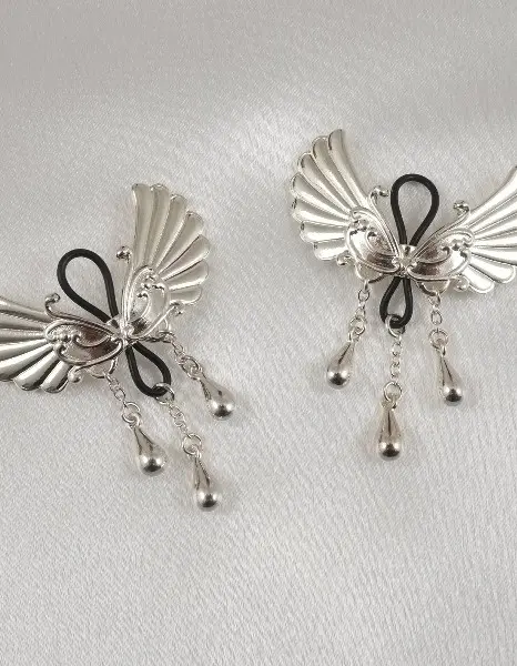 Borderline - Women's Non-Piercing Silver Wings of Desire Nipple Jewelry
