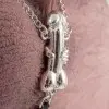 Bruiser - Silver Testicle Bracelet with Penis Charm