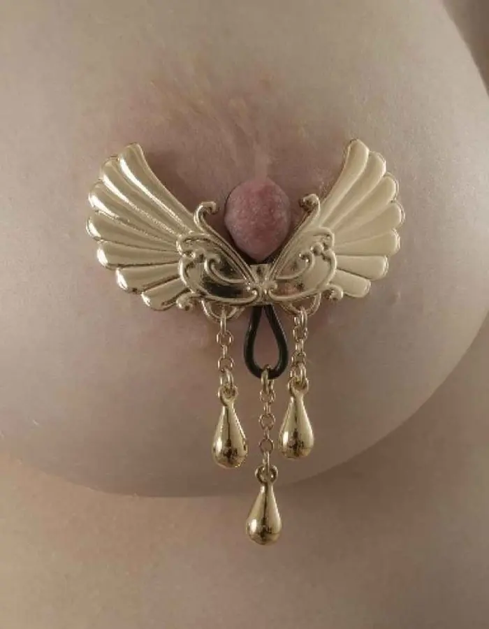Burning Up  - Non-Piercing Gold Wings of Desire Nipple Jewelry