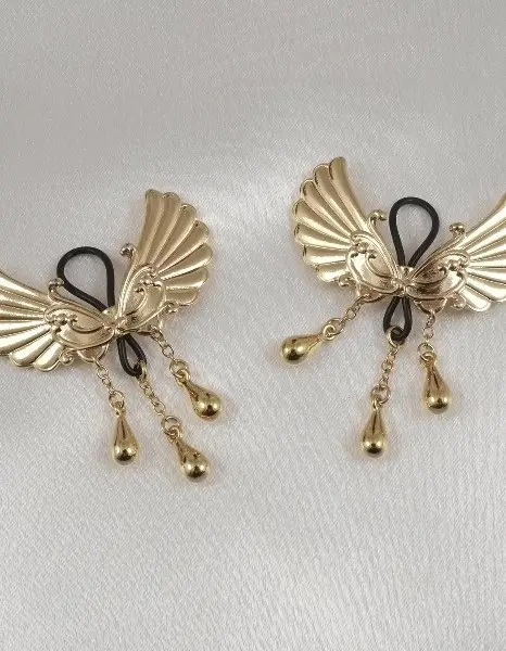 Burning Up  - Non-Piercing Gold Wings of Desire Nipple Jewelry