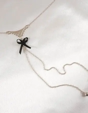 Bye Bye Baby - Silver Lace and Bow Waist Chain