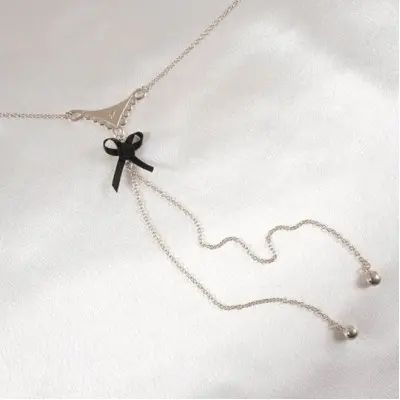 Bye Bye Baby - Silver Lace and Bow Waist Chain