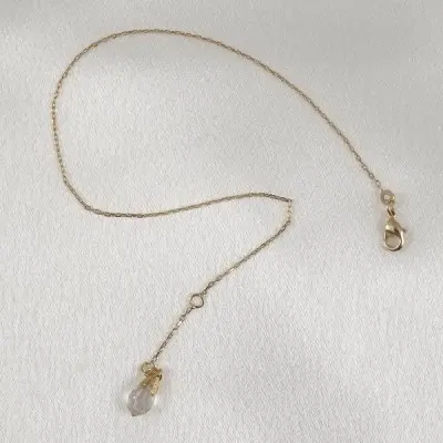 Gold Wrist or Ankle Chain With Crystal