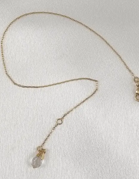 Gold Wrist or Ankle Chain With Crystal