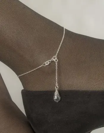 Silver Wrist or Ankle Chain With Crystal