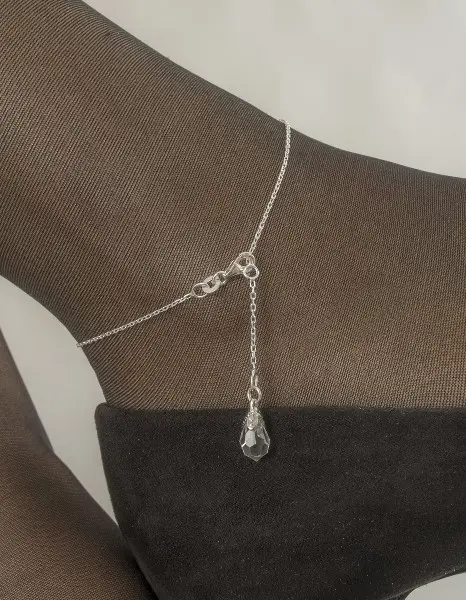 Silver Wrist or Ankle Chain With Crystal