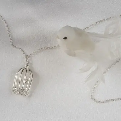 It Tango - Silver Waist Chain with Bird in a Cage Pendant