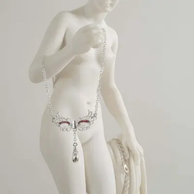 The Knot of Love - Silver Venetian Love Mask Waist Chain