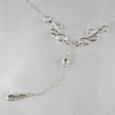 Violently Happy - Silver Ornate Teardrop Pendant Waist Chain