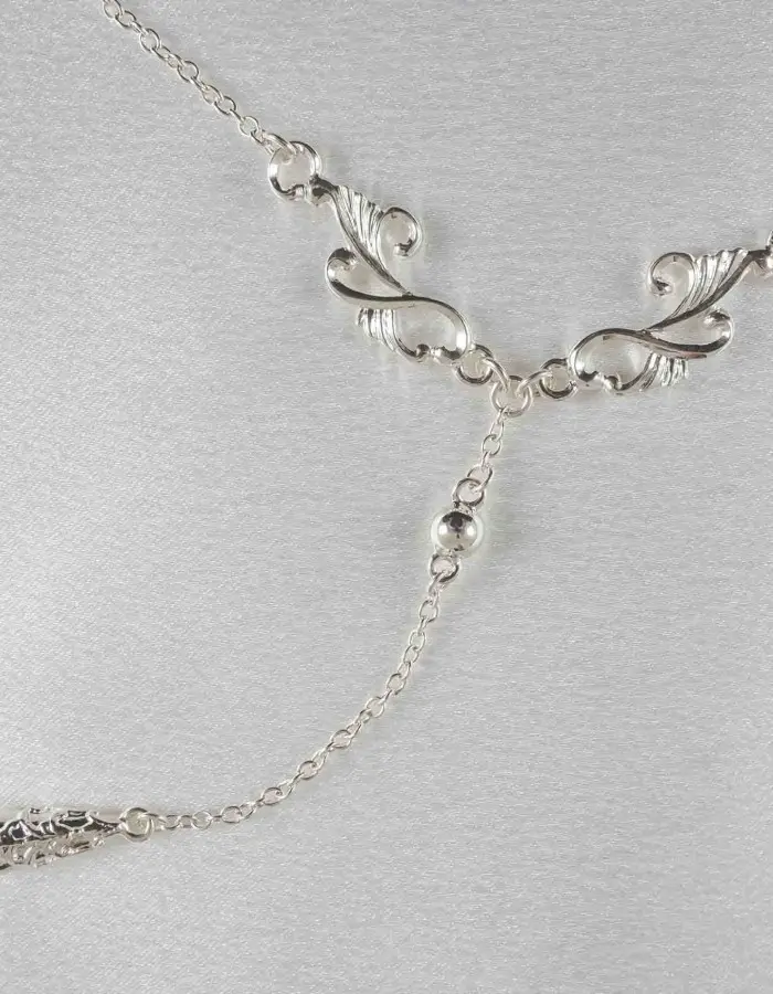 Violently Happy - Silver Ornate Teardrop Pendant Waist Chain
