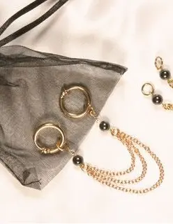 Señorita - 3 in 1 Hematite and Gold Non-Piercing Labia Rings in a Gift Box