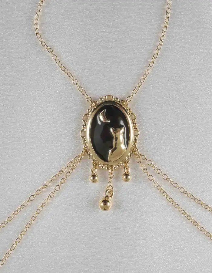 Bendis - Women's Moonlight Cameo Breast Chain Non-Piercing Nipple Rings in Gold