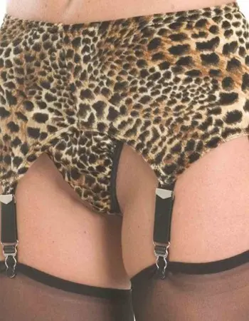 Caged and Dangerous - Leopard Garter Belt with 6 Garters