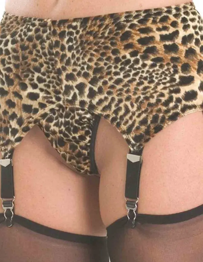 Caged and Dangerous - Leopard Garter Belt with 6 Garters