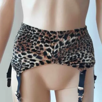 Caged and Dangerous - Leopard Garter Belt with 6 Garters