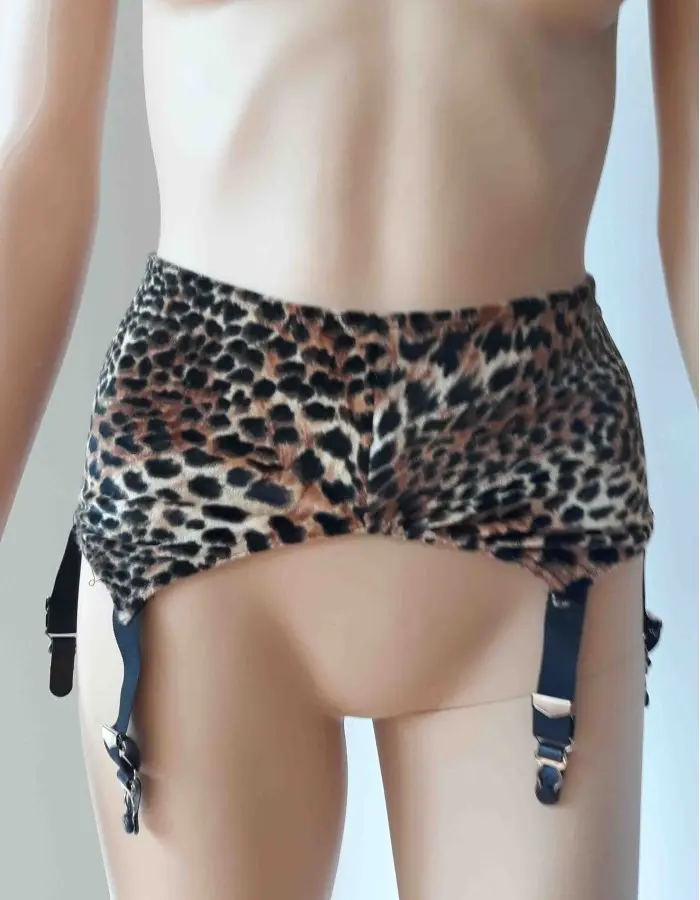 Caged and Dangerous - Leopard Garter Belt with 6 Garters