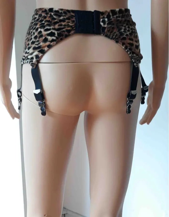 Caged and Dangerous - Leopard Garter Belt with 6 Garters