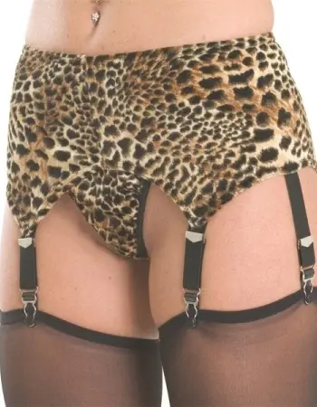 Caged and Dangerous - Leopard Garter Belt with 6 Garters