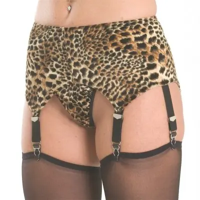 Caged and Dangerous - Leopard Garter Belt with 6 Garters