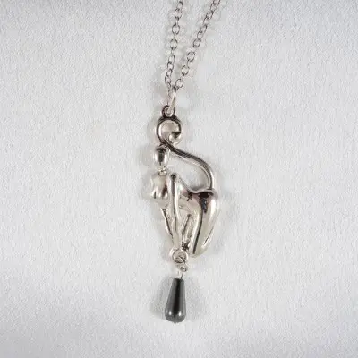 Catwoman Prowling - Silver Necklace with Catwoman Pendant